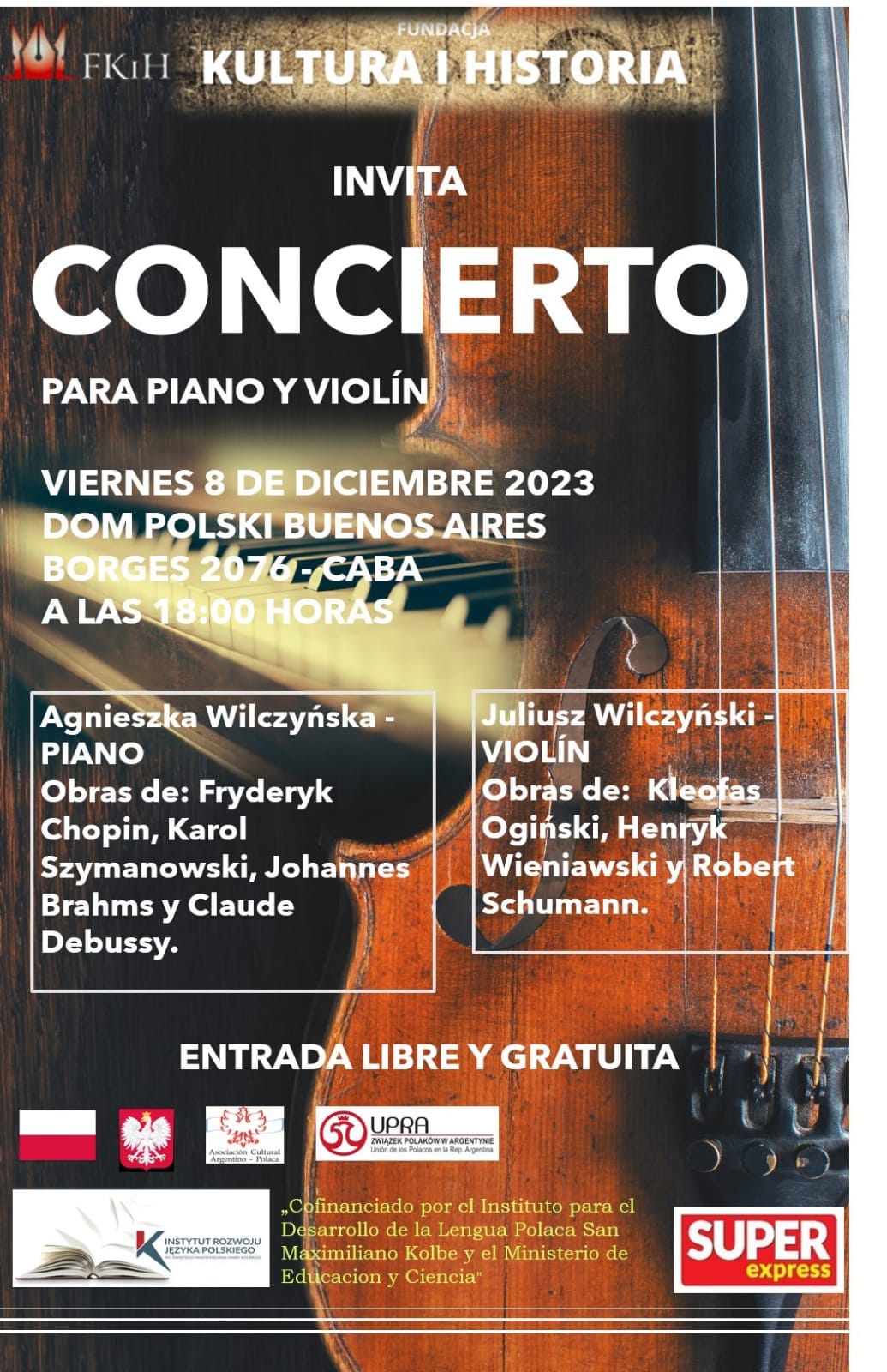 Concierto para piano y violín en el Dom Polski